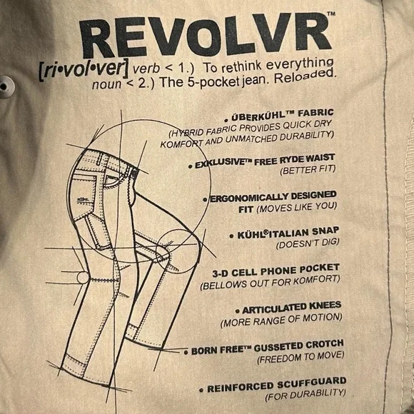 Kuhl Revolvr Pants 34x30 Vintage Patina Dye Hiking Gorpcore Pants Workwear Brown - Picture 9 of 9